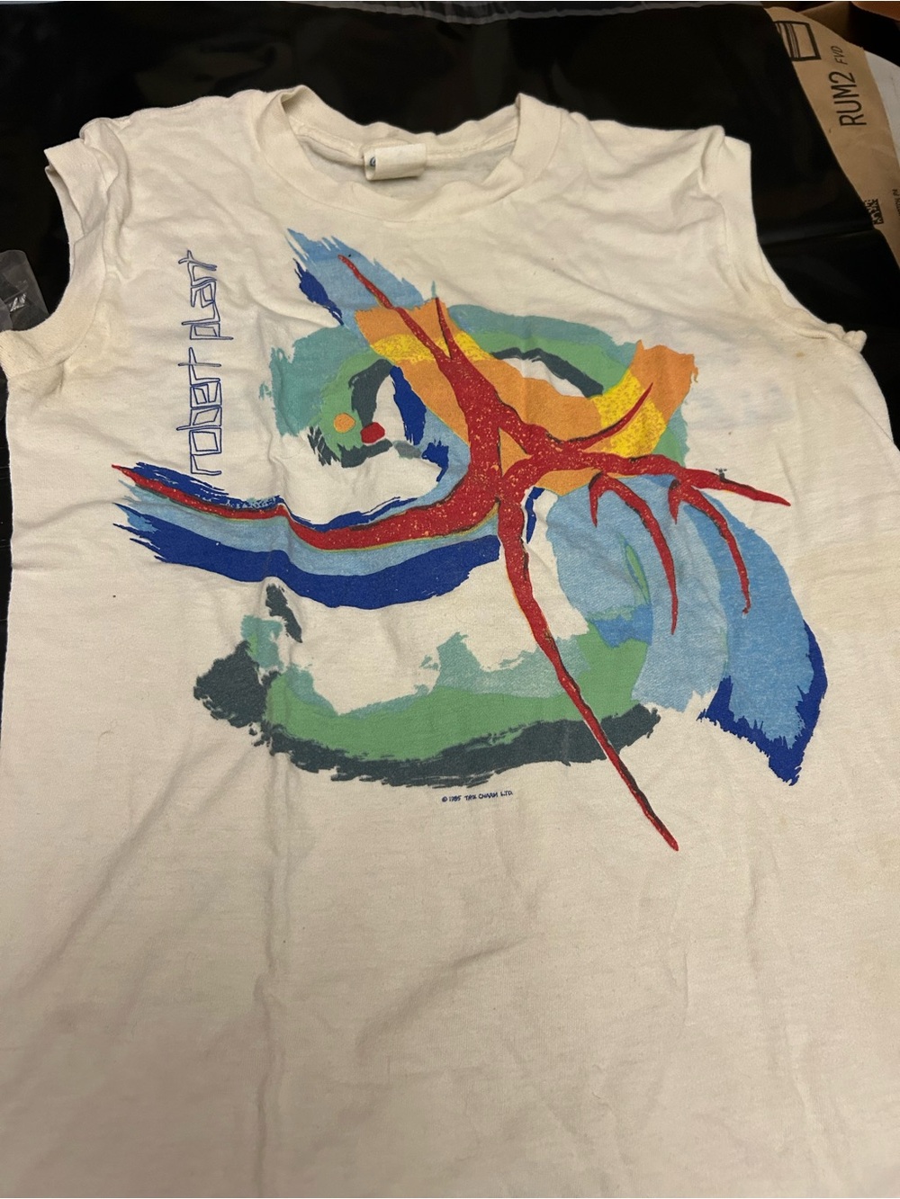 Anvil White Short Sleeve Tee with Multicolor Abstract Graphic